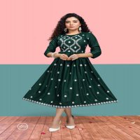 KASHMIR BY FLY FREE HEAVY RAYON SLUB KURTI CATALOG WHOLESLAER BEST RATE