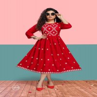 KASHMIR BY FLY FREE HEAVY RAYON SLUB KURTI CATALOG WHOLESLAER BEST RATE