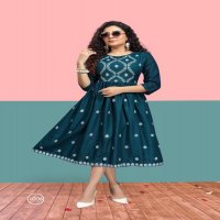 KASHMIR BY FLY FREE HEAVY RAYON SLUB KURTI CATALOG WHOLESLAER BEST RATE