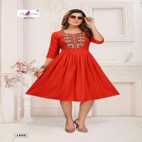 SAMIKSHA-2 BY FLY FREE HEAVY RAYON TWO TONE WITH WORK KURTI CATALOG WHOLESALER BEST RATE
