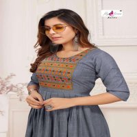 SAMIKSHA-2 BY FLY FREE HEAVY RAYON TWO TONE WITH WORK KURTI CATALOG WHOLESALER BEST RATE