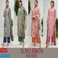 Ganga Anahi S0676 Wholesale Embroidered Crepe Salwar Kameez