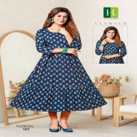 MIRRORS BY HIRWA HEAVY RAYON SLUB PRINT KURTI CATALOG WHOLESALER BEST RATE