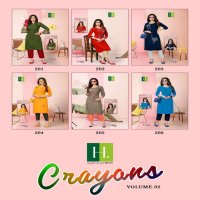 HIRWA CRAYONS VOL 2 RAYON STRAIGHT KURTI CONCEPT AUTHORIZED SUPPLIER IN SURAT