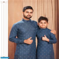 BANWERY PRESENT FATHER & SON COTTON SLUB MENS KURTA PYJAMA WITH KIDS KURTA PYJAMA