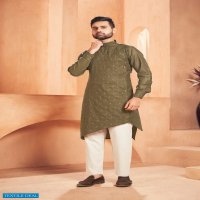 BANWERY PRESENT FATHER & SON COTTON SLUB MENS KURTA PYJAMA WITH KIDS KURTA PYJAMA