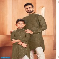 BANWERY PRESENT FATHER & SON COTTON SLUB MENS KURTA PYJAMA WITH KIDS KURTA PYJAMA