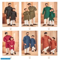 BANWERY PRESENT FATHER & SON COTTON SLUB MENS KURTA PYJAMA WITH KIDS KURTA PYJAMA