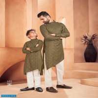 BANWERY PRESENT FATHER & SON COTTON SLUB MENS KURTA PYJAMA WITH KIDS KURTA PYJAMA
