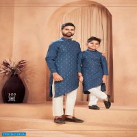 BANWERY PRESENT FATHER & SON COTTON SLUB MENS KURTA PYJAMA WITH KIDS KURTA PYJAMA