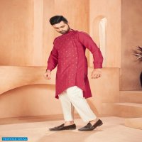 BANWERY PRESENT FATHER & SON COTTON SLUB MENS KURTA PYJAMA WITH KIDS KURTA PYJAMA