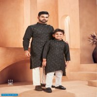 BANWERY PRESENT FATHER & SON COTTON SLUB MENS KURTA PYJAMA WITH KIDS KURTA PYJAMA