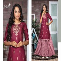 INDIAN STYLE VOL 5 BY PAAVI HEAVY RAYON OP STRAIGHT CUT WITH EMBROIDERY SKIRT ALSO WITH BLOCK PRINT KURTI CATALOG WHOLESALER BEST RATE