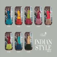 INDIAN STYLE VOL 5 BY PAAVI HEAVY RAYON OP STRAIGHT CUT WITH EMBROIDERY SKIRT ALSO WITH BLOCK PRINT KURTI CATALOG WHOLESALER BEST RATE