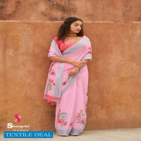 Shangrila Raaga Linen Vol-7 Wholesale Weaving Silver Border Sarees
