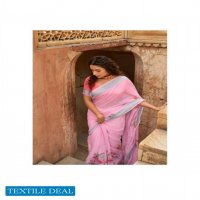 Shangrila Raaga Linen Vol-7 Wholesale Weaving Silver Border Sarees