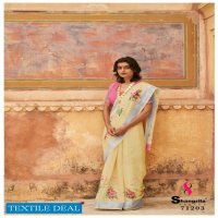Shangrila Raaga Linen Vol-7 Wholesale Weaving Silver Border Sarees