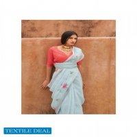 Shangrila Raaga Linen Vol-7 Wholesale Weaving Silver Border Sarees