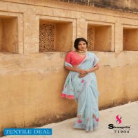 Shangrila Raaga Linen Vol-7 Wholesale Weaving Silver Border Sarees
