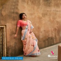 Shangrila Raaga Linen Vol-7 Wholesale Weaving Silver Border Sarees