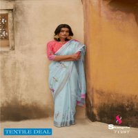 Shangrila Raaga Linen Vol-7 Wholesale Weaving Silver Border Sarees