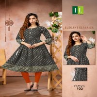 HIRWA CADBURY RAYON PRINTS ANARKALI KURTIS WHOLESALER