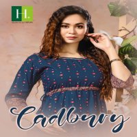 HIRWA CADBURY RAYON PRINTS ANARKALI KURTIS WHOLESALER