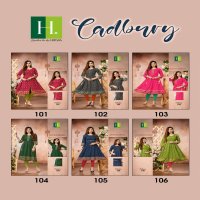 HIRWA CADBURY RAYON PRINTS ANARKALI KURTIS WHOLESALER