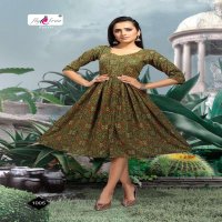 SENHA BY FLY FREE HEAVY RAYON PROCIN FOIL PRINT FLAIR KURTI CATALOG WHOLESALER BEST RATE