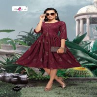 SENHA BY FLY FREE HEAVY RAYON PROCIN FOIL PRINT FLAIR KURTI CATALOG WHOLESALER BEST RATE