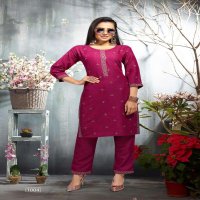 SALONI BY TRENDY HEAVY RAYON TWO TONE TOP AND PANT WITH EMBROIDERY KURTI CATALOG WHOLESALER BEST RATE