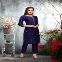 SALONI BY TRENDY HEAVY RAYON TWO TONE TOP AND PANT WITH EMBROIDERY KURTI CATALOG WHOLESALER BEST RATE