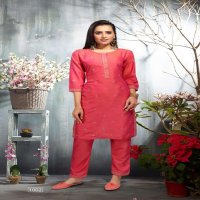 SALONI BY TRENDY HEAVY RAYON TWO TONE TOP AND PANT WITH EMBROIDERY KURTI CATALOG WHOLESALER BEST RATE