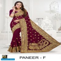 PANEER BY RANJNA SAREE EMBROIDERY JARI WORKED HEAVY DIAMOND WEDDING SAREE COLLECTON