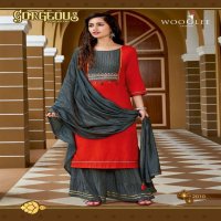 WOOGLEE SAAVREE VOL 2 TOP WITH SHARARA AND WORK DUPATTA SET