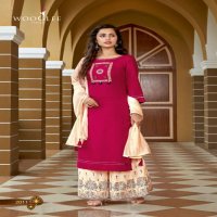 WOOGLEE SAAVREE VOL 2 TOP WITH SHARARA AND WORK DUPATTA SET