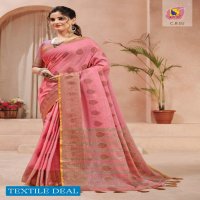 Ashika Coffee Beauty Wholesale Linen Saree With Resham work