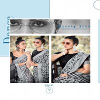 SHVETAMBAR BLACK & WHITE LINEN SAREE IN NEW CONCEPT WHOLESALER