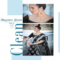 SHVETAMBAR BLACK & WHITE LINEN SAREE IN NEW CONCEPT WHOLESALER
