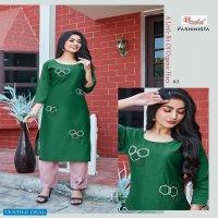 SMYLEE FASHIONISTA BY RUNG CHANDERI SILK HANDWORK FANCY KURTI WITH PANT COLLECTION