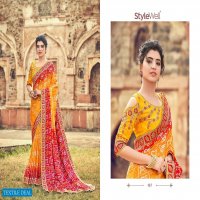 MANGALAM BY STYLEWELL EXCLUSIVE HAND PRINTED BANDHEJ SAREE WITH RICH EMBROIDERY