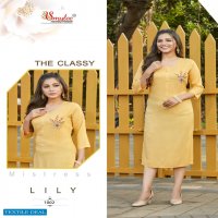 Smylee Lily Wholesale Reyon Slub Handwork Kurtis