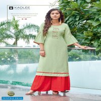 Kadlee Fortune Wholesale Reyon Long Kurti With Sharara Catalogs