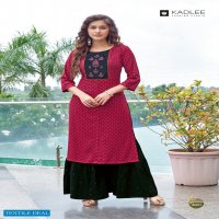 Kadlee Fortune Wholesale Reyon Long Kurti With Sharara Catalogs