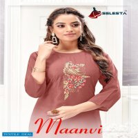 Selesta Maanvi Wholesale Pure Chinon Silk With Siroski Work Kurtis