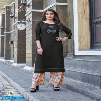 CELEBRATION VOL 14 BY WOOGLEE RAYON WORK DESIGNER TOP WITH PANT PAIR
