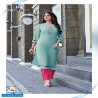 CELEBRATION VOL 14 BY WOOGLEE RAYON WORK DESIGNER TOP WITH PANT PAIR