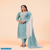 LT Nitya Snow Lady Wholesale Chanderi Fabrics On Neck Work Dress Material