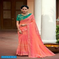 SHIVANGI BY LT FASHION LINEN DESIGNER SAREE WITH FANCY WORK BLOUSE