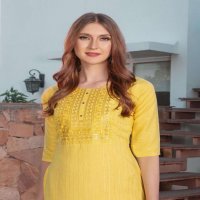 ELINA BY HERITAGE HEAVY RAYON HEAVY LUREX TWO TONED KURTI CATALOG WHOLESALER BEST RATE